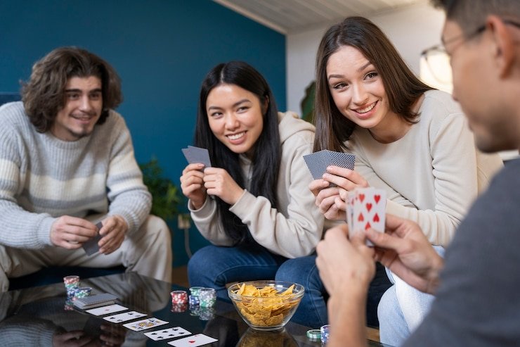 Live casino studio with multiple tables and dealers